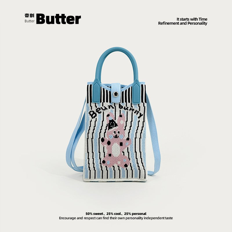 Butter Korean Style New Arrival Florals Cute Knitted Bag Versatile Handheld Mini Shoulder Adjustable Messenger Bag Coin Purse Shopifynow