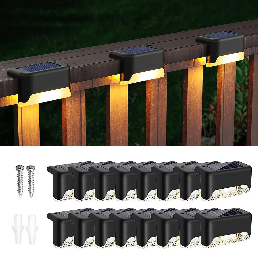 16-Pack Outdoor Solar Deck Lamp For Outdoor Stairs, Steps, Fences, Yards, Patios And Paths LED Light (Warm White) Shopifynow