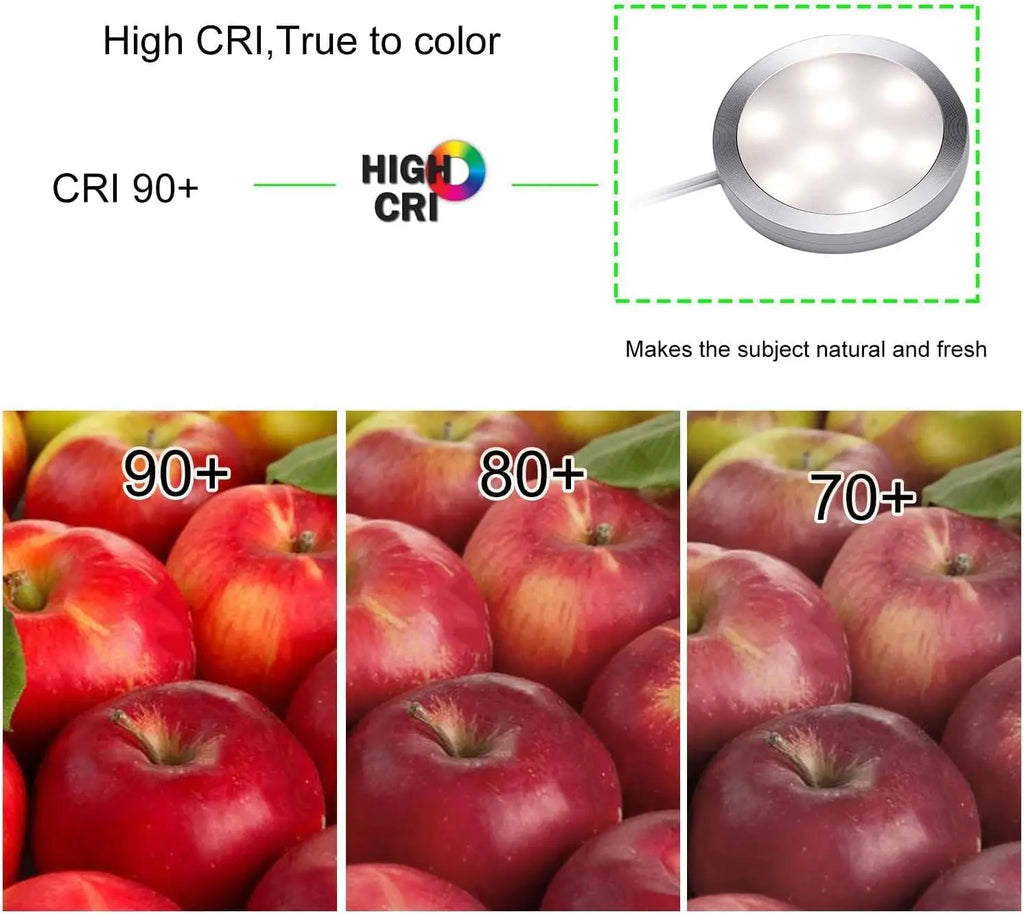 4 Pack LED Puck Lights with Remote, Under Cabinet Kitchen Lights Plug in, Dimmable Under Counter Light Fixtures