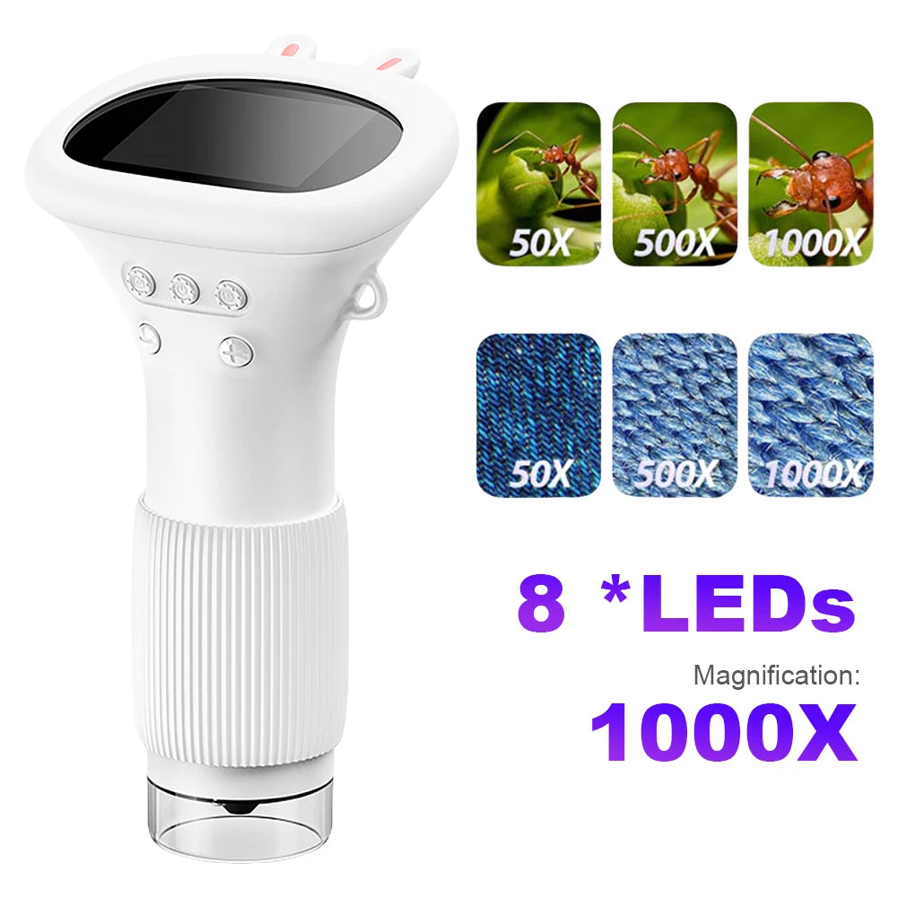 1000X Electronic Magnifier Children Biological Insect Coin Magnifier 2 Inch IPS Screen 2MP Lens Mini Portable Microscopes - Shopifynow