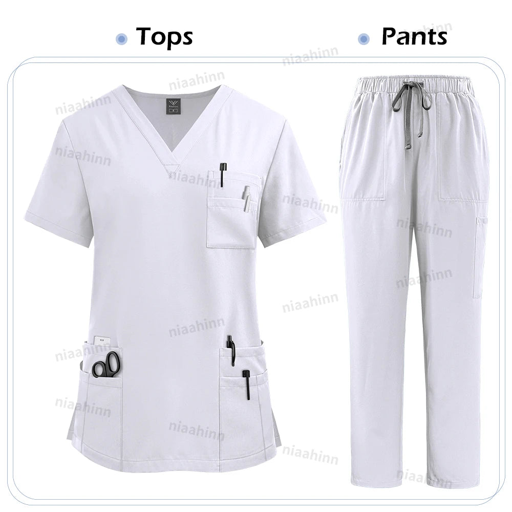 High Quality Medical Clothing for Women Uniform Nurse Lab Coat Unisex Wholesale Tops and Pants Suits Nursing Scrubs Uniforms Set - Shopifynow