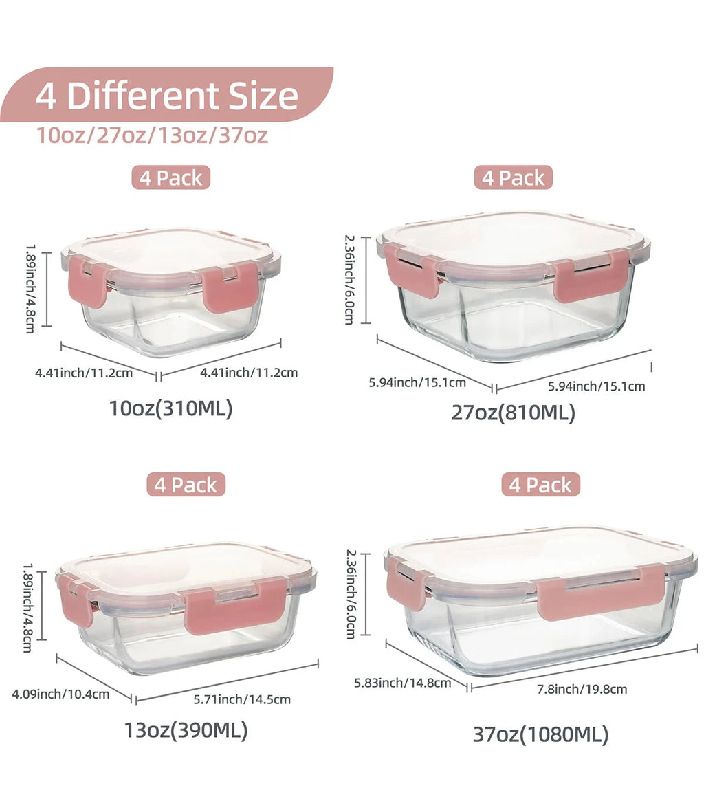 16-Piece Glass Food Storage Containers Set, Leakproof Airtight BPA-Free, Microwave & Oven Safe, Stackable Kitchen Organizers wit Shopifynow