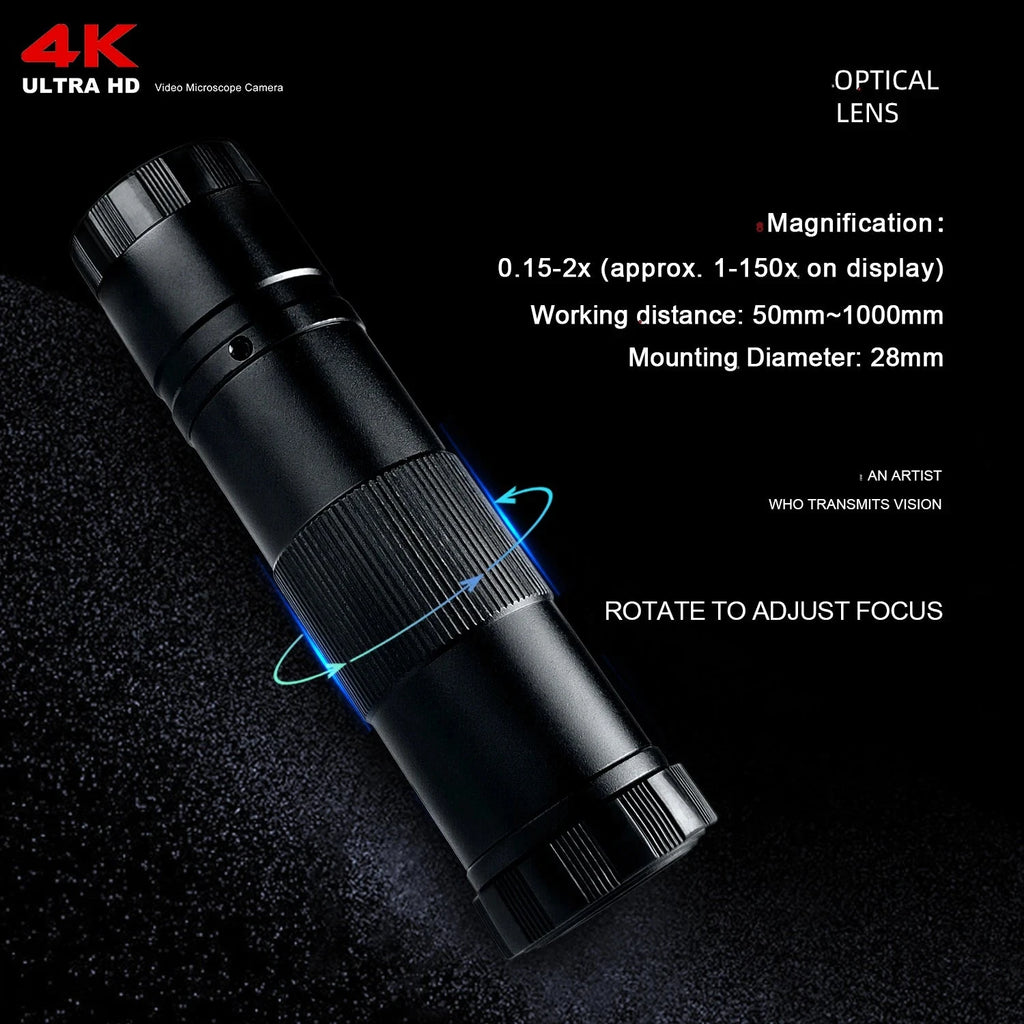 HD 4K Electron Microscope For Soldering 48MP HDMI USB Digital Camera Sony Sensor 150X Lens Reinforced Bracket Reduces Vibration Shopifynow