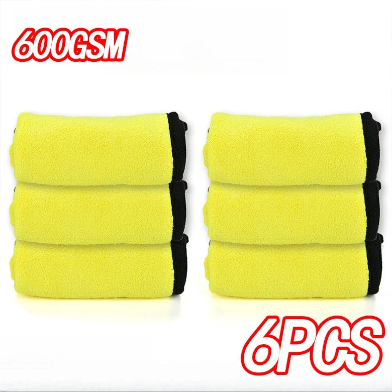 6 PCS 600GSM Car Cleaning Cloth Professional Cleaning Car Wiping Microfiber Towel Car Wash Towel Accessories Shopifynow