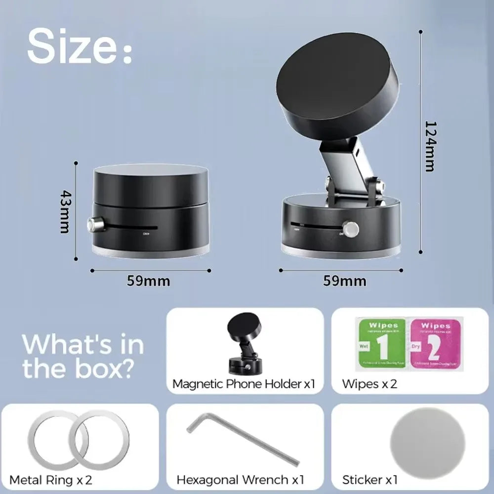 360° Rotatable Vacuum Magnetic Phone Holder Ultra-Strong Magnet Foldable Universal Car Holder for iPhone 16 15 14 13 12 Pro Max Shopifynow