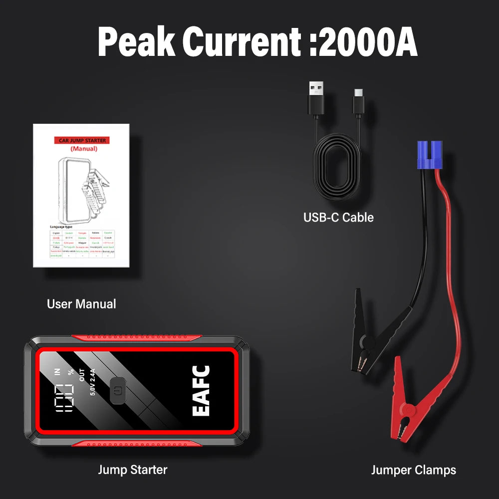 2000A/1200A/600A Car Jump Starter Power Bank Car Battery Booster Charger 12V Starting Device Petrol Diesel-Car Starter Buster - Shopifynow