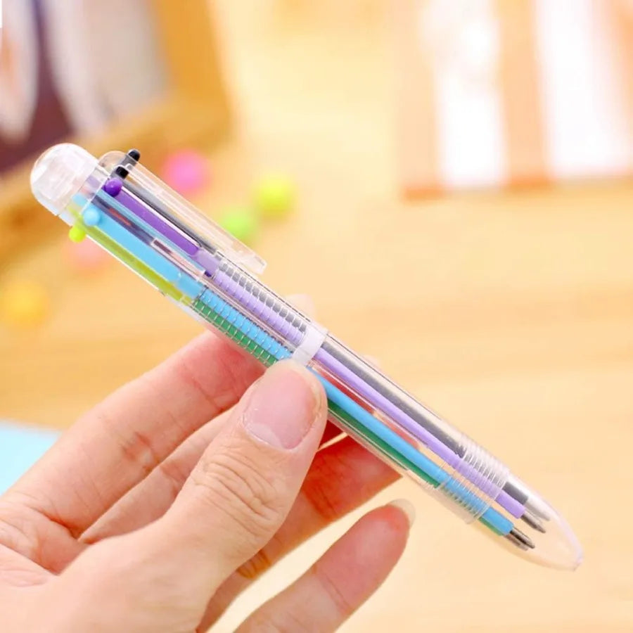 6 Pack 0.5mm 6in1 Multicolor Ballpoint Pen 6 Colors Retractable Ballpoint Pens for Office School Supplies Students Gift Party F