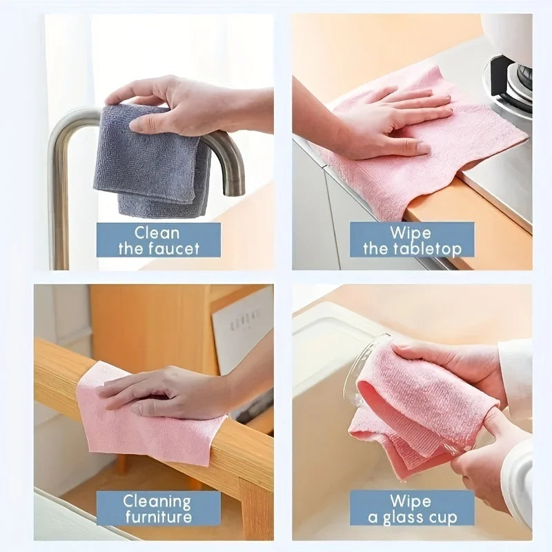 20 pcs microfiber household kitchen towels, reusable cleaning cloths, dishcloths, multi-functional towel substitutes