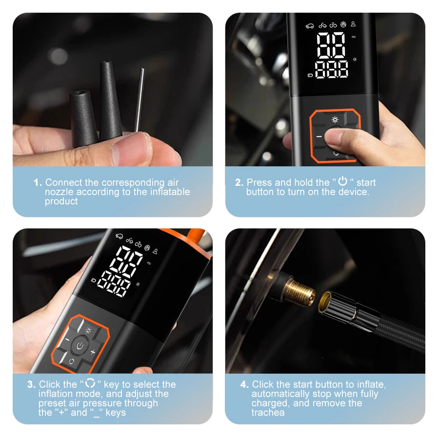 ABS Car Tyre Inflator Portable Air Compressor Car Inflatable Pumps Air Pump Suitable For Inflating Car Motorcycle Bicycle