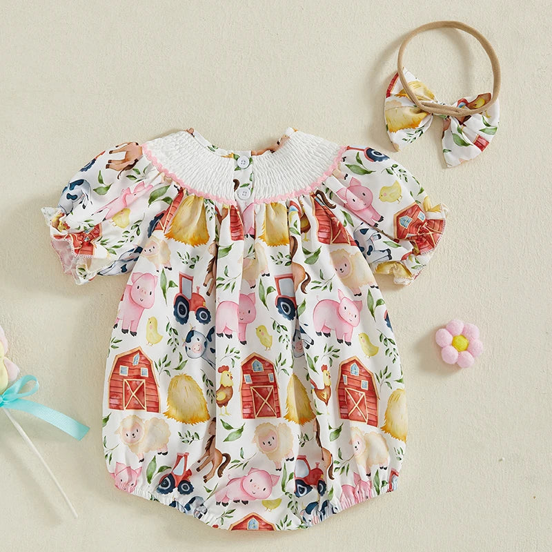 Adorable Toddler Floral Print Sleeveless Romper with Matching Bow Headband Set for Summer Outings and Playdates Shopifynow