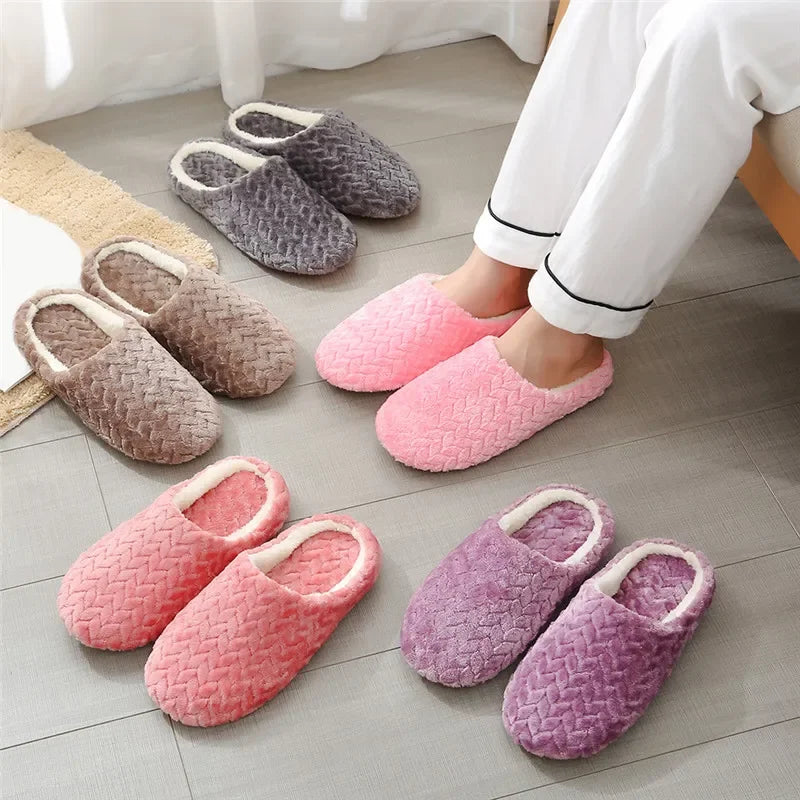 Women Winter Home Fur Slippers Cartoon Cat Non-Slip Soft Warm House Indoor Bedroom Men Couples Boys Girl Memory Foam Floor Shoes Shopifynow