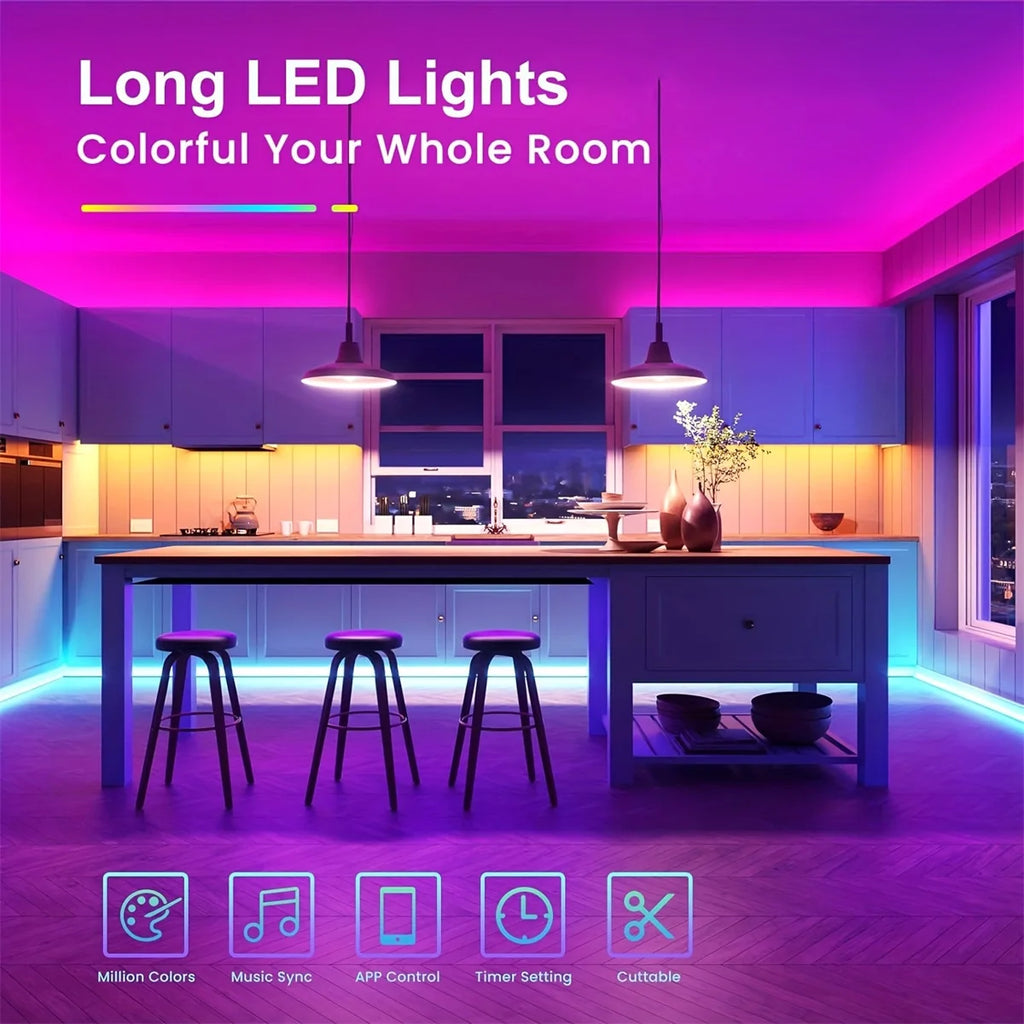 30 LEDS/meter LED Strip Bluetooth APP Control With Battery And US plug Power Supply For Home Decoration  And Ambient Lighting Shopifynow