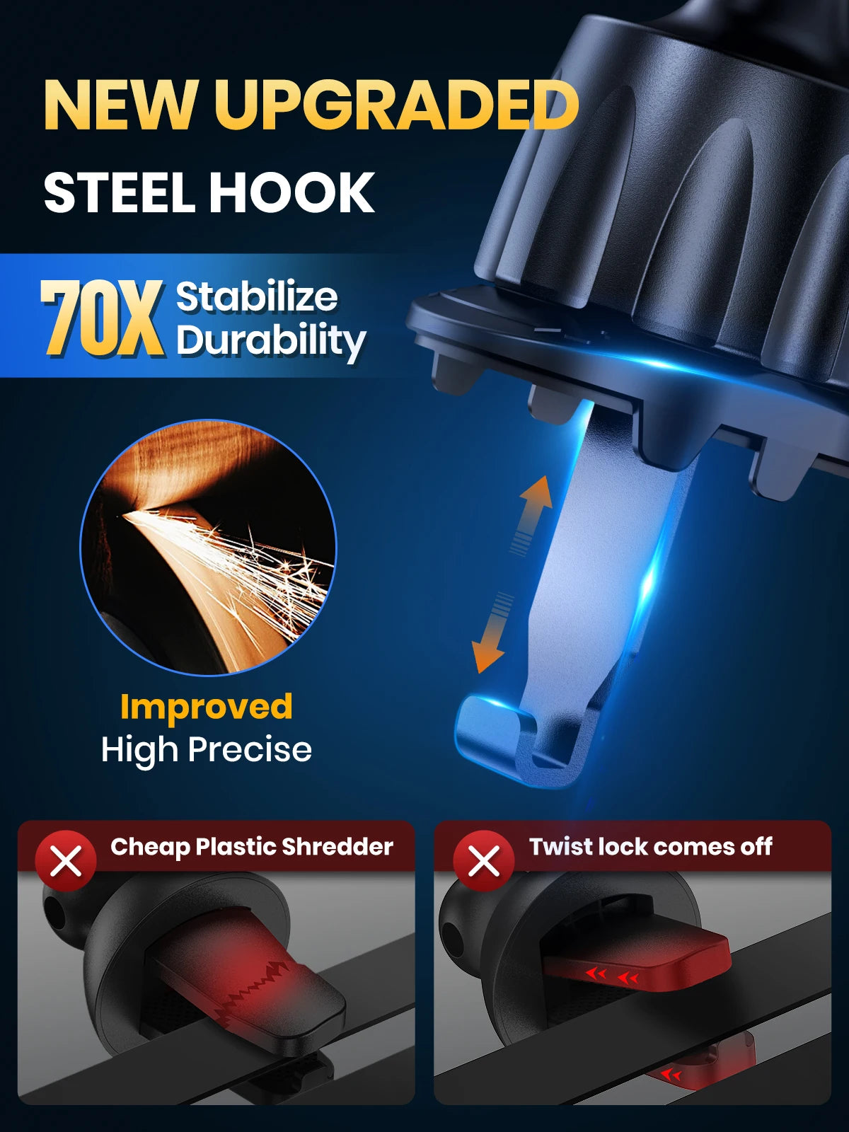 TOPK D46G Car Phone Holder Mount, Upgraded Metal Hook Cell Phone Holder For Car Air Vent Compatible With All Phones Shopifynow