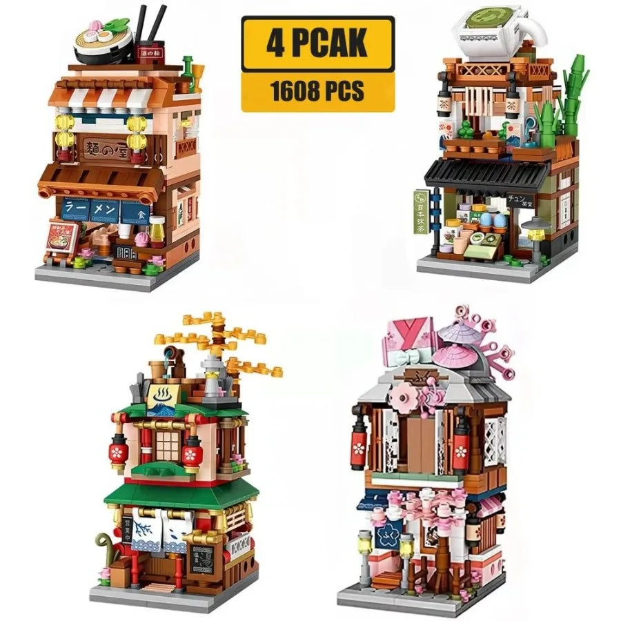 4 PACK Brick Building Set for 2969 PCS Building Blocks Kit Japanese Street Building Toy Set Gift for 615 Years Old Kid and Adul Shopifynow