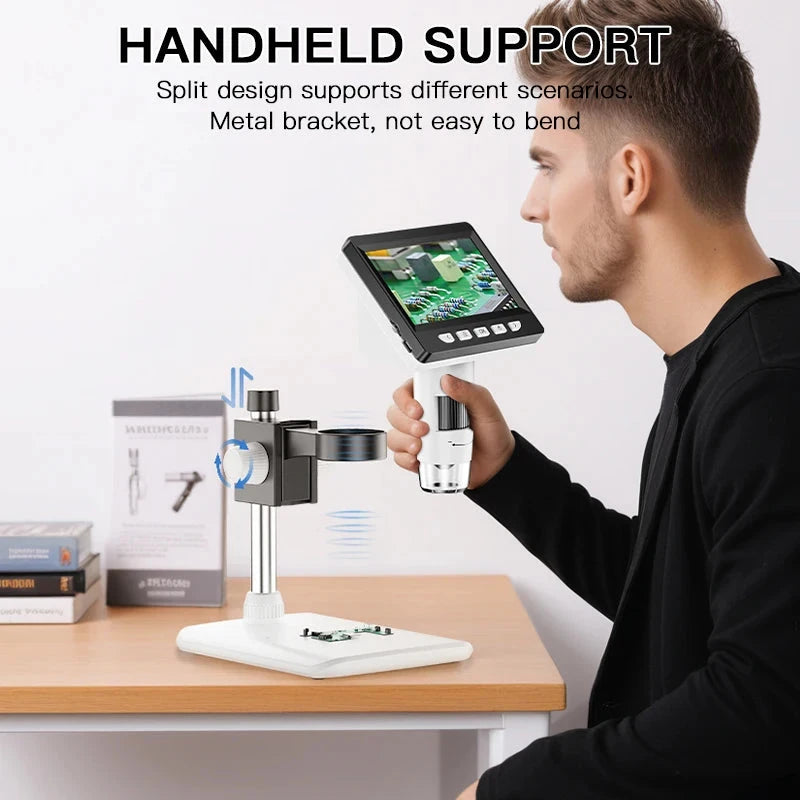 Digital Microscope 4.3" IPS USB Coin Microscope 1000X Magnification 2MP Ultra-Precise Focusing Soldering Microscopes for Repair Shopifynow