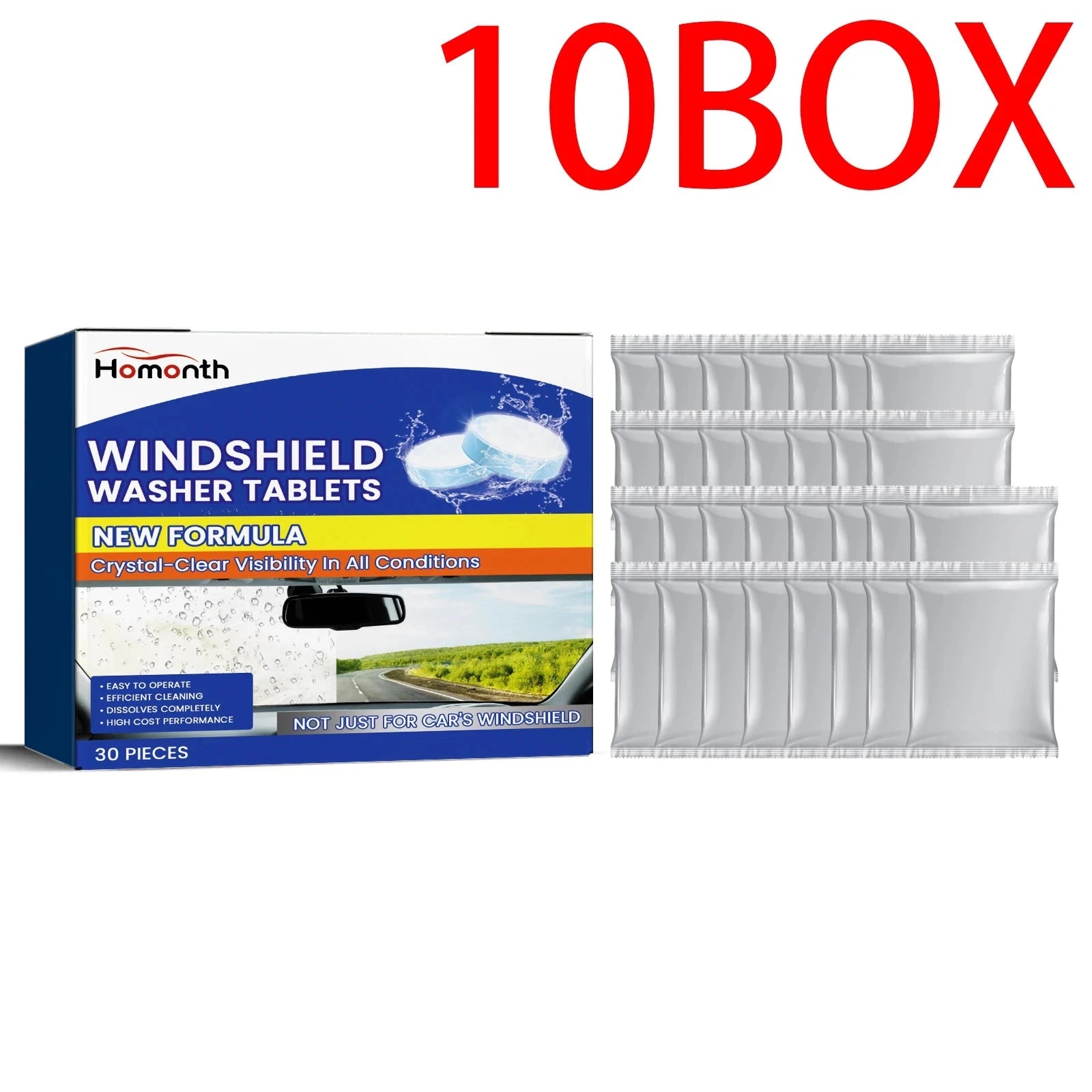 Homonth Windshield Cleaning Tablets 30PCS Glass Restoration Streak Free Cleaner for Car Windows Anti Fog Interior Glass Cleaner Shopifynow