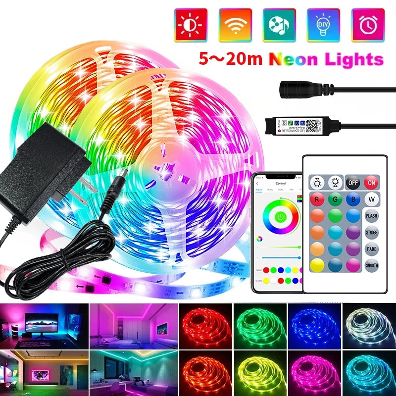 30 LEDS/meter LED Strip Bluetooth APP Control With Battery And US plug Power Supply For Home Decoration  And Ambient Lighting Shopifynow