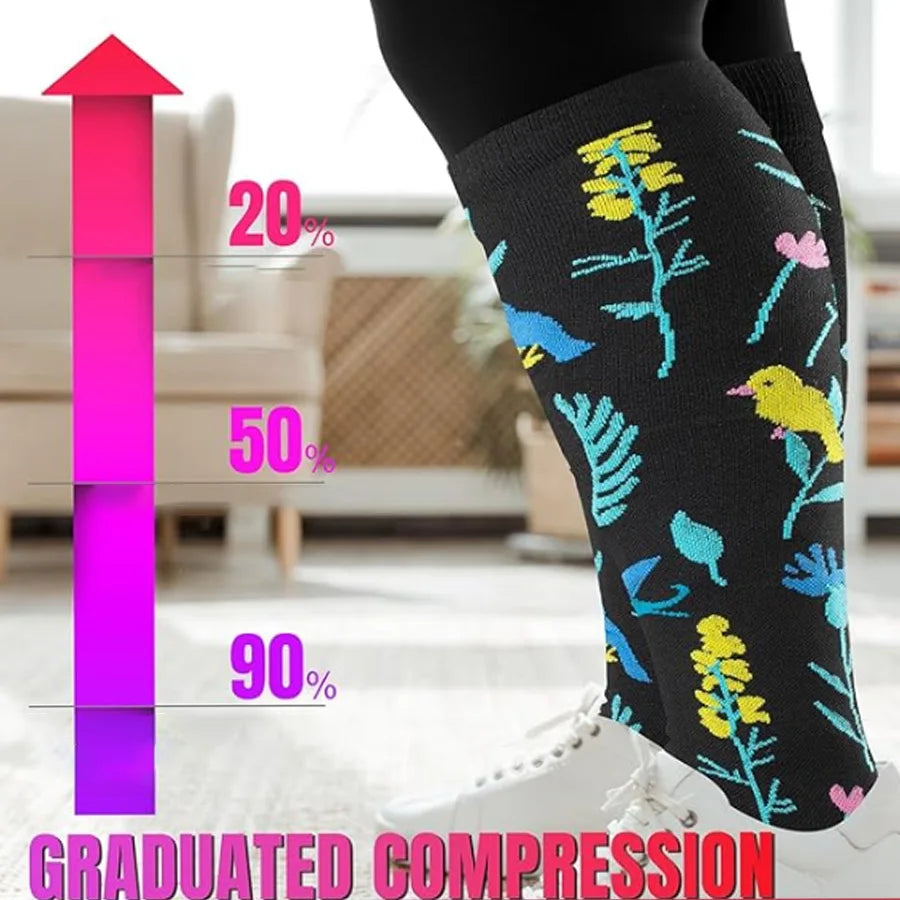 3 Pairs Extra Wide Plus Size Compression Socks for Women and Women Mid-Calf Sports Socks for Running, Cycling, and Travel Shopifynow