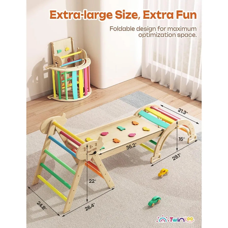 7 in 1 Pikler Triangle Set Foldable Toddler Baby Climbing Toys Solid Wooden Montessori Climbing Set Baby Climber Indoor Playgro Shopifynow