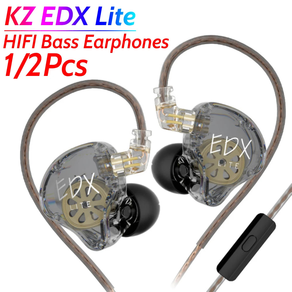 KZ EDX Lite IEM Monitor Headphones Dynamic HIFI Bass Music Earbuds In Ear Wired Earphones Noise Cancelling Sport Gaming Headsets Shopifynow
