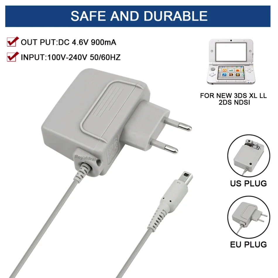 For Nintendo Adapter EU Plug Charger Power Adapter For All Nintendo 3DS 2DS NDSi Consoles Charging Cable Travel Charging Adapter Shopifynow