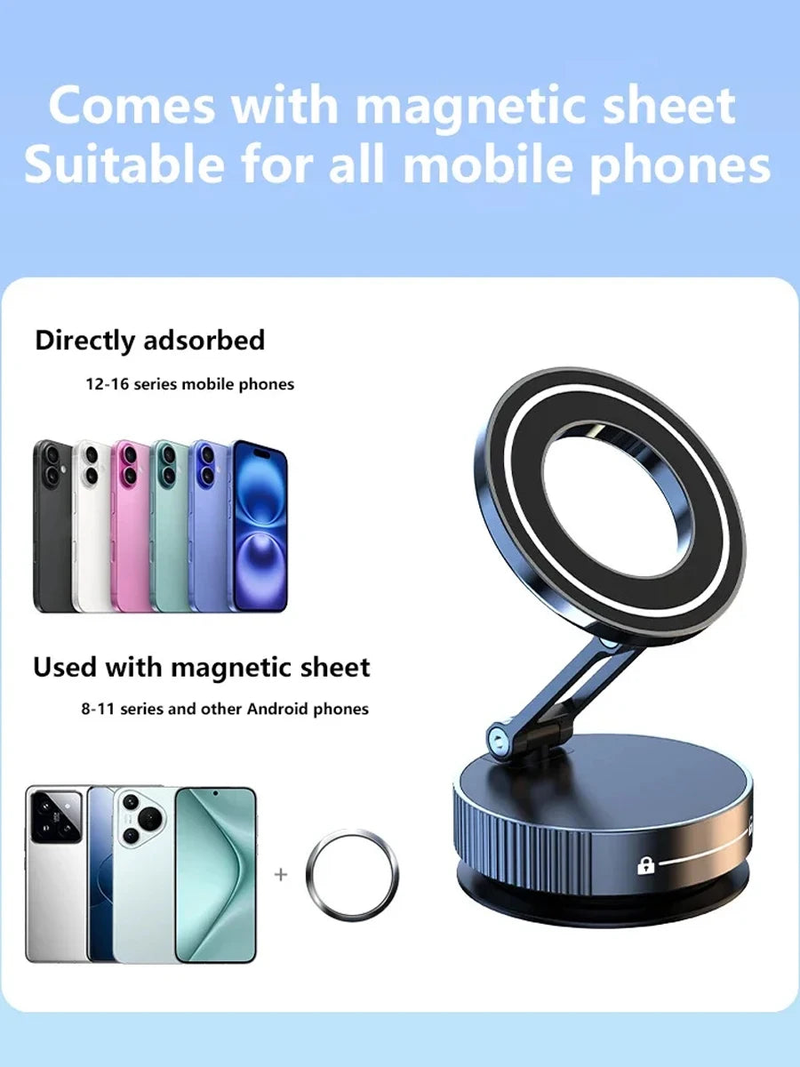 Car Mount Electric Vacuum Magnetic Holder Foldable Strong Suction Stand Cell Phone For iphone 12 13 14 15 16 17 Live Streaming Shopifynow