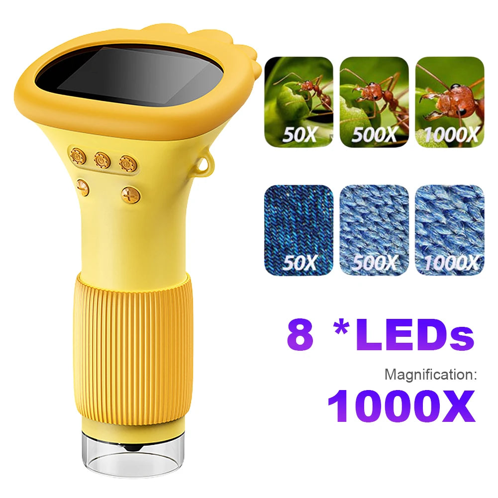1000X Electronic Magnifier Children Biological Insect Coin Magnifier 2 Inch IPS Screen 2MP Lens Mini Portable Microscopes - Shopifynow