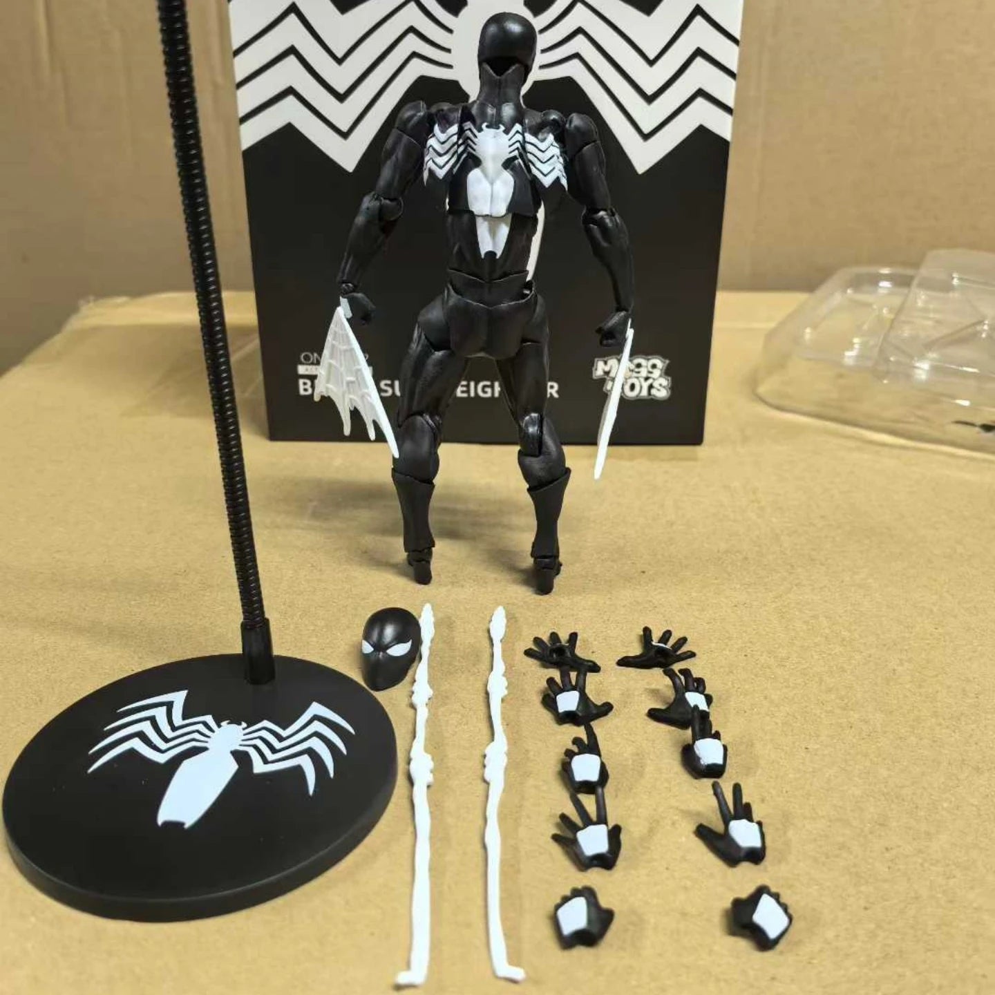 2025 High Quality Black Suit Neighbor Symbiote Spider Man Black Venom Battle Suit Joint Movable Figurine Messtoy Model Gift Shopifynow