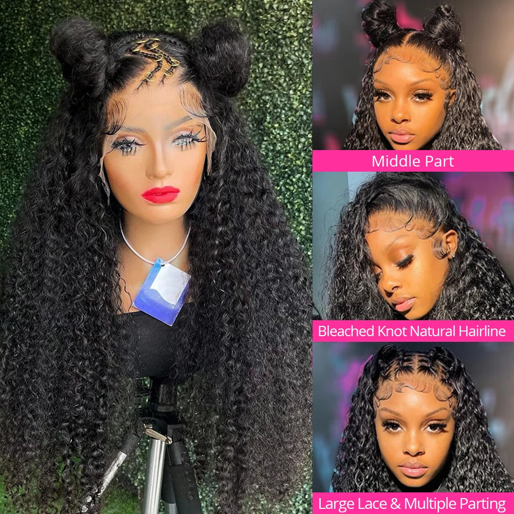 300% High Density Loose Deep Wave 40Inch 13x6 13x4 HD Lace Frontal Human Hair Wig Full Glueless Ready To Go Preplucked Curly Wig - Shopifynow