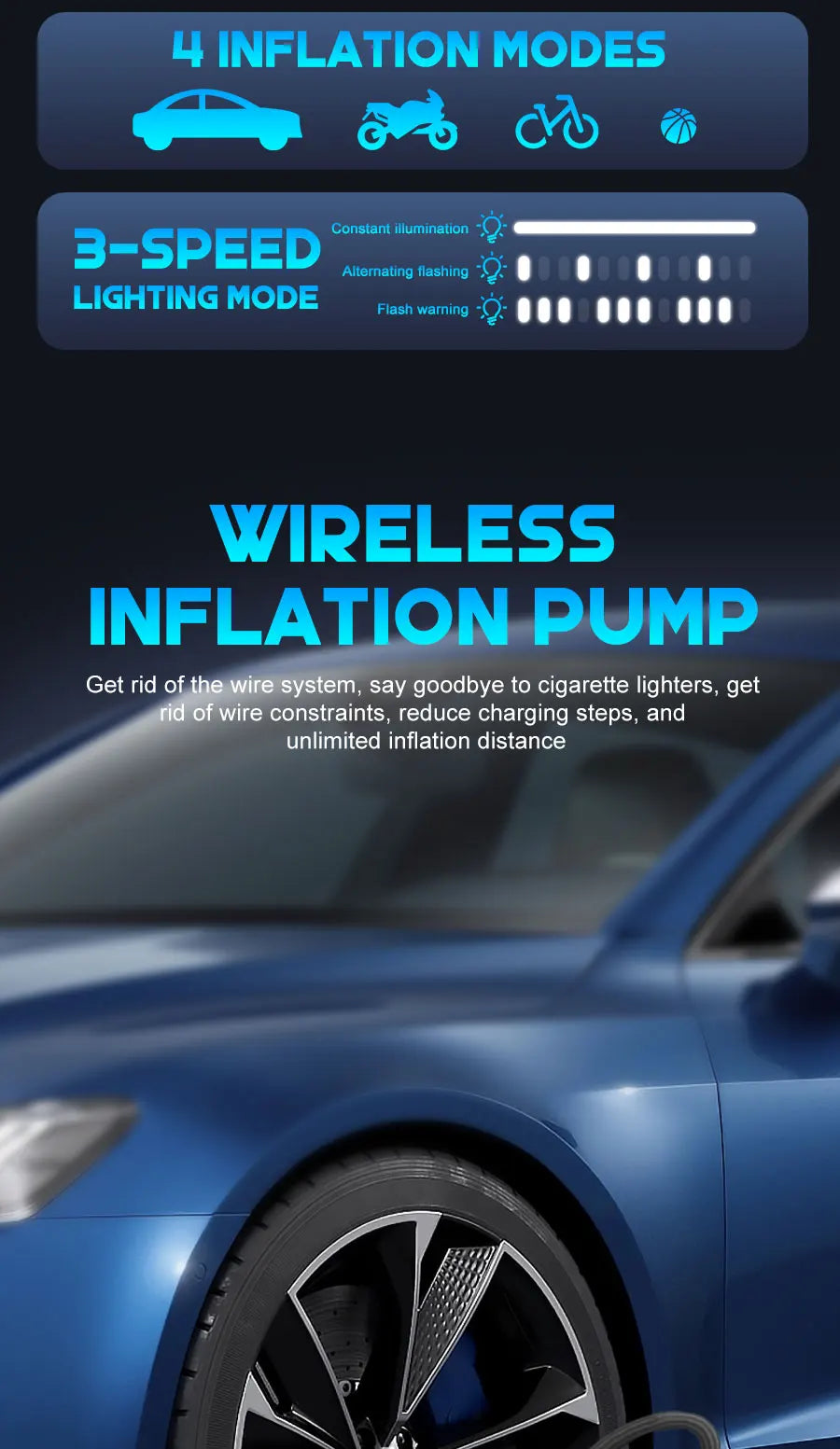 Digital Display Portable Tire Inzzator, USB Rechargeable Air Compressor for Car Bike Motorcycle Tires, Balls, Inflatable Toys Shopifynow