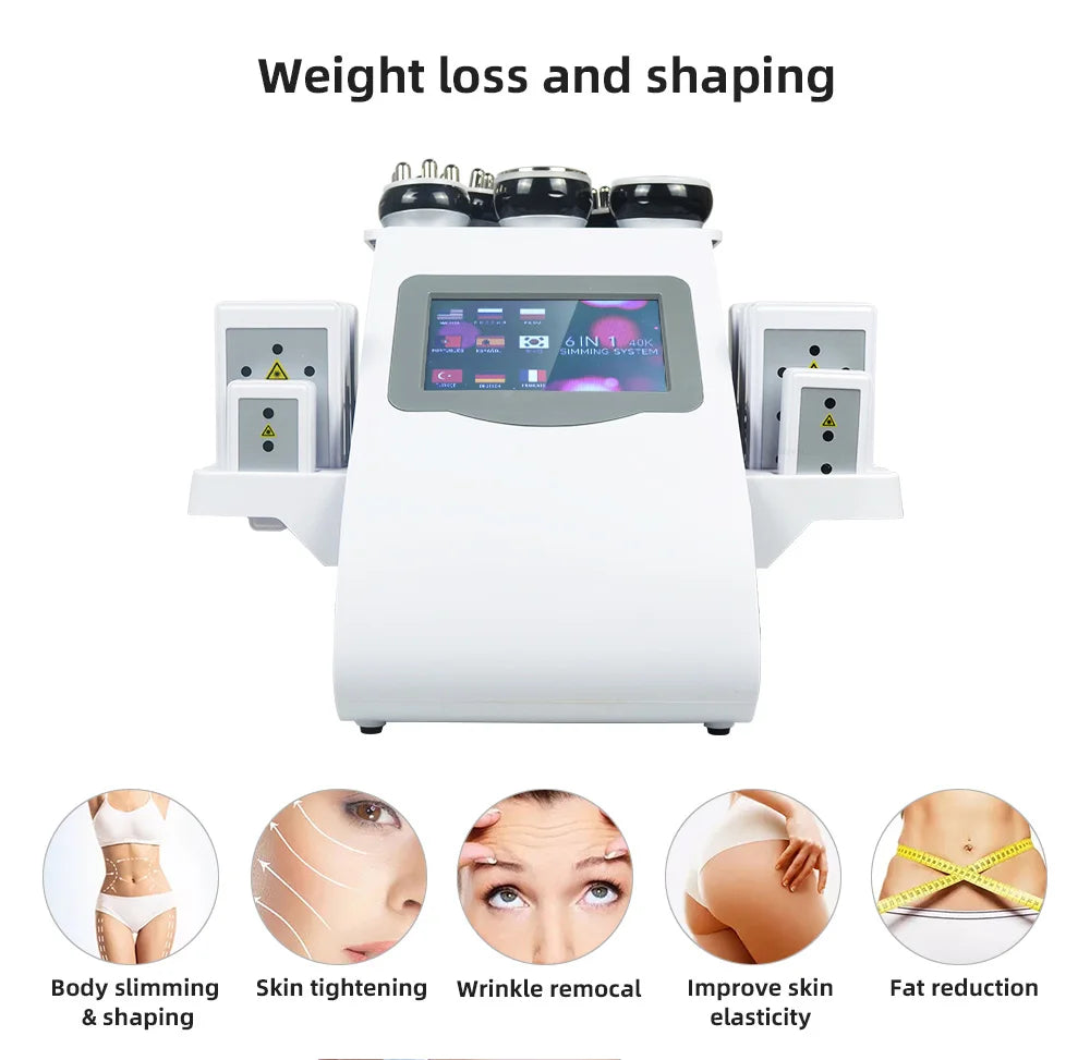 6 In 1 40K Ultrasonic Cavitation Machine Weight Loss Skin Lift Tightening Vacuum Lipo KIM8 Body Slimming Machine Body Shaping - Shopifynow