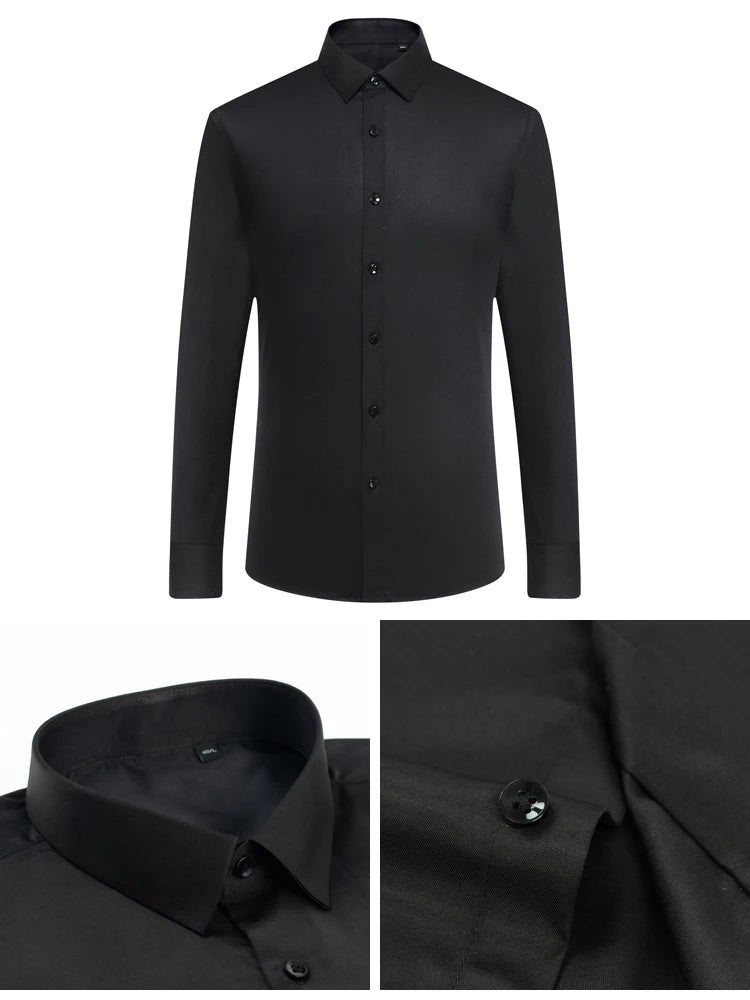 Men's Old Money Style Sleek Stretch Dress Shirt Regular Fit Solid Wrinkle-Free Long Sleeve Casual Business Button-up Shirts Shopifynow