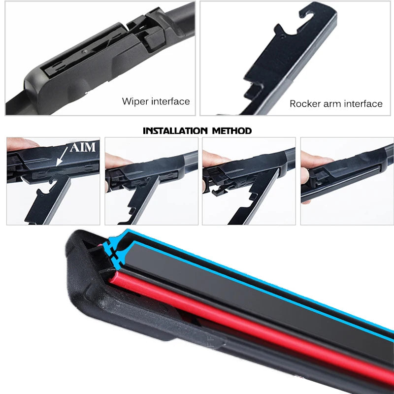 Car Windshield Wiper blades Universal Soft Double layer Rubber Frameless Bracketless car wipers 14" 16" 19" 20" 21" 22" 24"26"