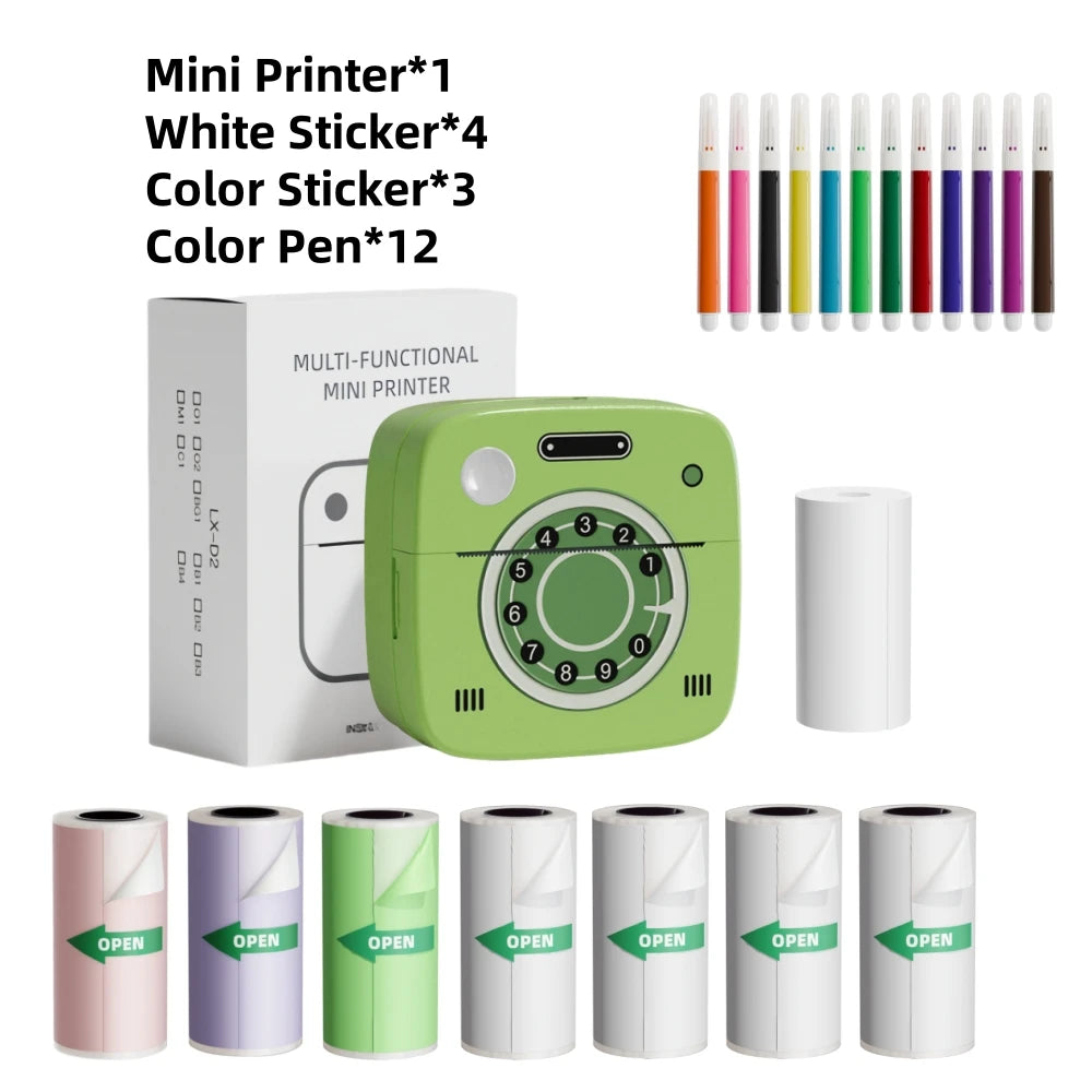 M1 Photo Pocket Printer with 2 Roll for iOS Android Bluetooth Mini Printers Sticker Thermal Printing  for Office Kitchen School - Shopifynow