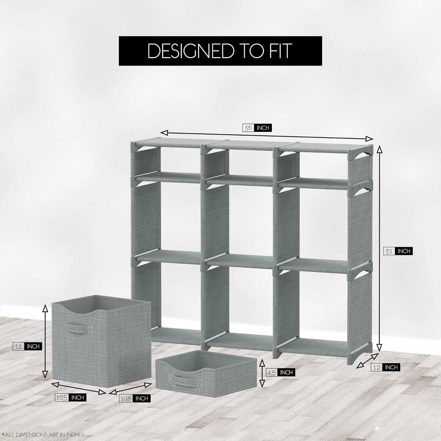 9 Cube Closet Organizers, Includes All Storage Cube Bins, Easy To Assemble Storage Unit With Drawers | Room Organizer