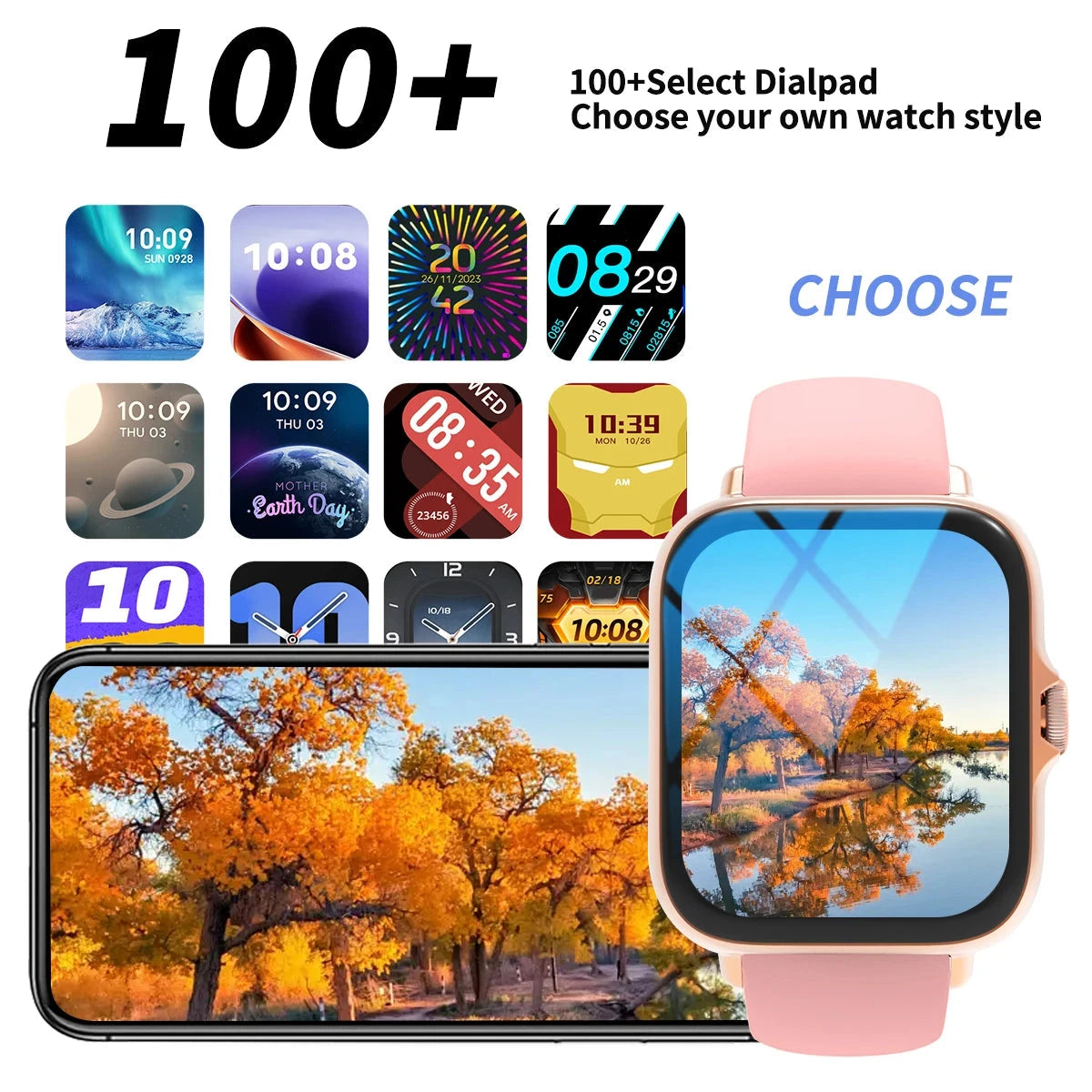 Smart watch with full touch screen, call, message reminder, music control and other functions, compatible with iPhone/android mo Shopifynow