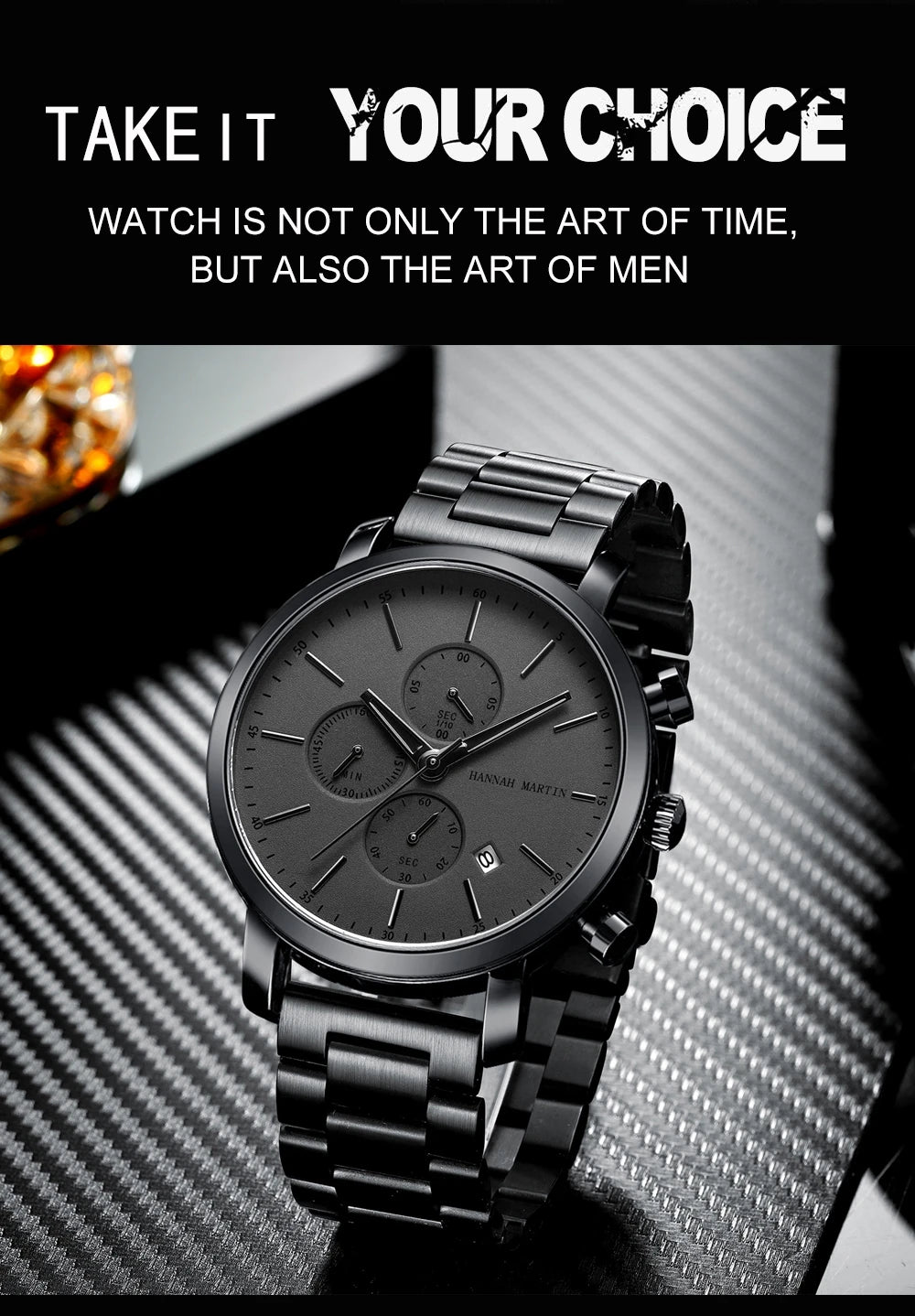 Hannah Martin Top Men Watch Brand Business Style Stainless Steel Fashion Waterproof Sports Multifunctional Quartz Watch for Men - Shopifynow