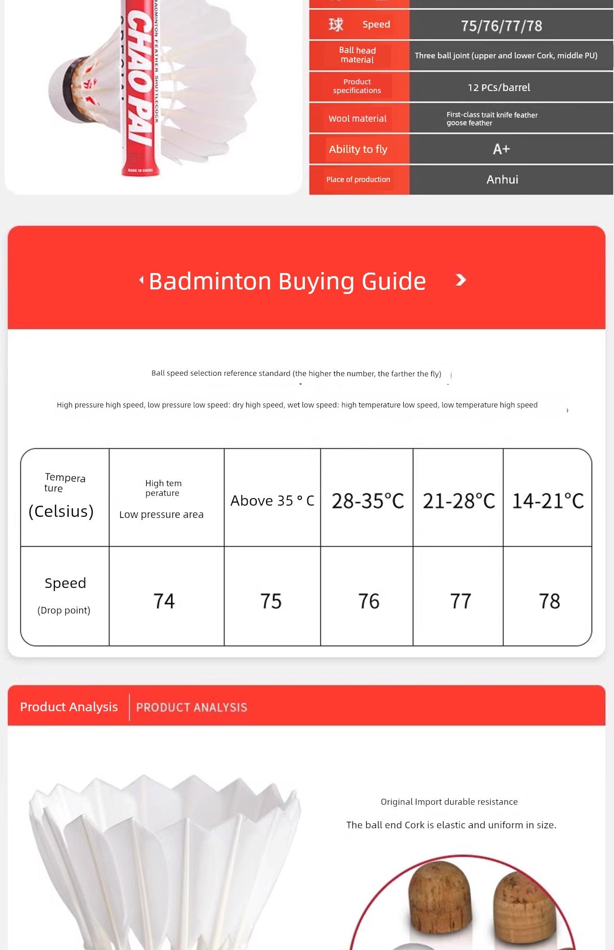 Chaopai Gold Red Durable Professional Training Competition Badminton Shopifynow