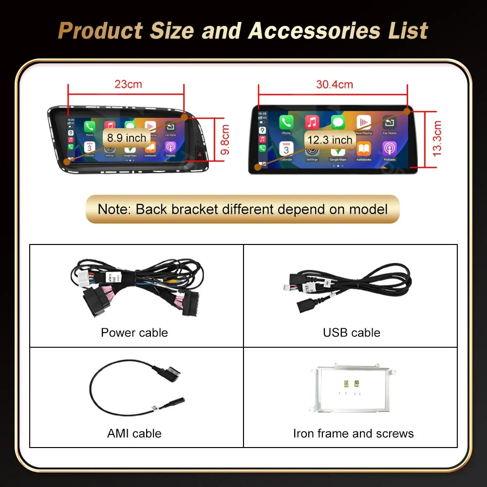 12.3' RoadTop Wireless CarPlay Multimedia Linux Screen Android Auto For Audi Q5 2009-2017 Airplay Autolink Function - Shopifynow