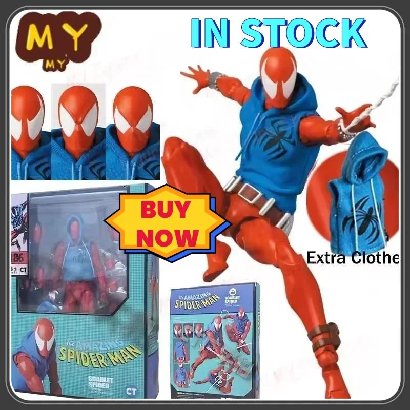 IN STOCK  Scarlet Spider Action Figure Mafex 186 Ben Reily Figures Comic Ver SpiderMan Anime Collection Ko Figure Model Toy Gift Shopifynow