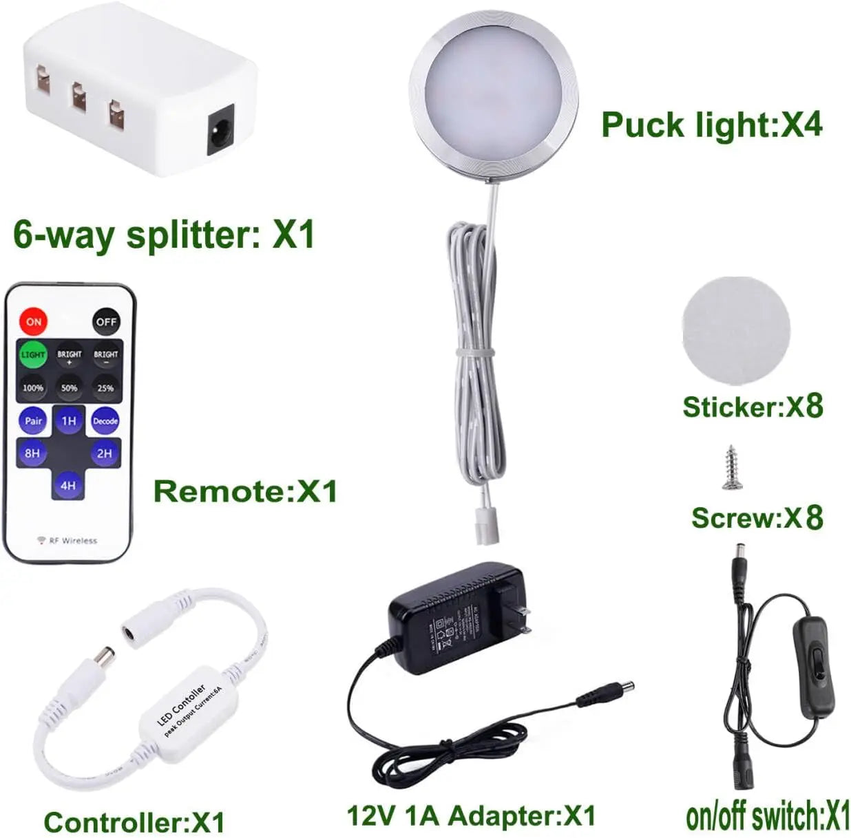 4 Pack LED Puck Lights with Remote, Under Cabinet Kitchen Lights Plug in, Dimmable Under Counter Light Fixtures Shopifynow