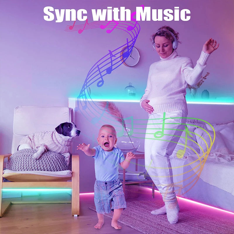 LED Strip Lights RGB 5050 LED Strips Bluetooth APP Control Color Changing DC 12V 30LEDS/M Per Meter For Bedroom Room Kitchen Bar Shopifynow