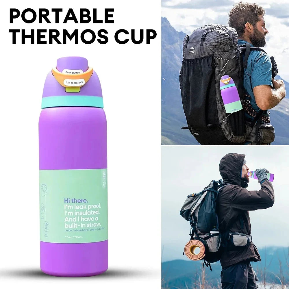 32OZ Vacuum Insulated Water Bottle with Straw Stainless Steel Water Bottle for Outdoor Sports Camping Hiking Thermal Cup Shopifynow