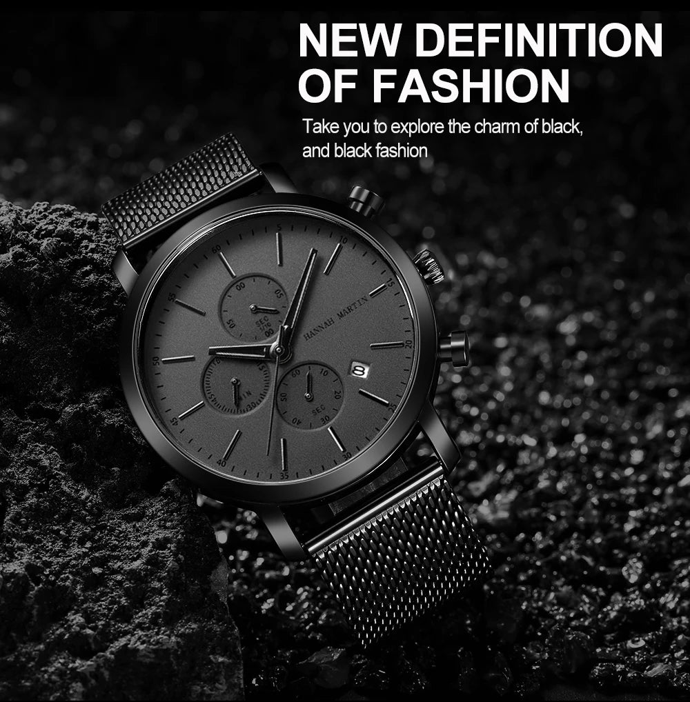 Hannah Martin Top Men Watch Brand Business Style Stainless Steel Fashion Waterproof Sports Multifunctional Quartz Watch for Men - Shopifynow