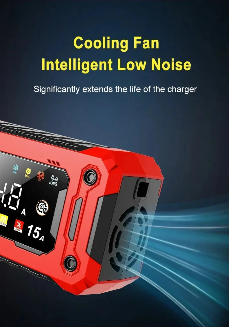 12V15A Car Smart Pulse Repair Charger suitable for cars, motorcycles, boats, AGM, GEL, WET lead-acid batteries Shopifynow