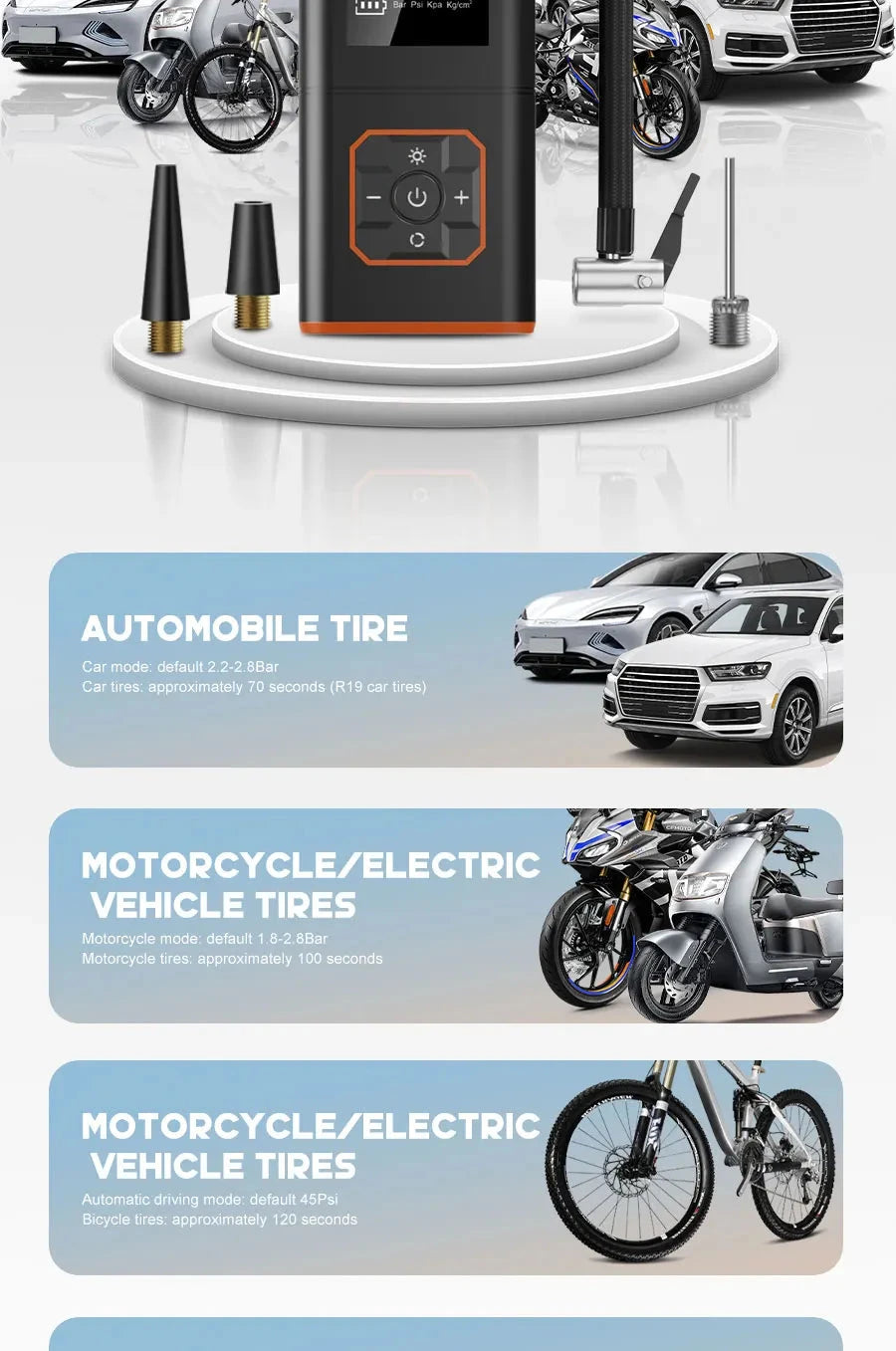 ABS Car Tyre Inflator Portable Air Compressor Car Inflatable Pumps Air Pump Suitable For Inflating Car Motorcycle Bicycle Shopifynow