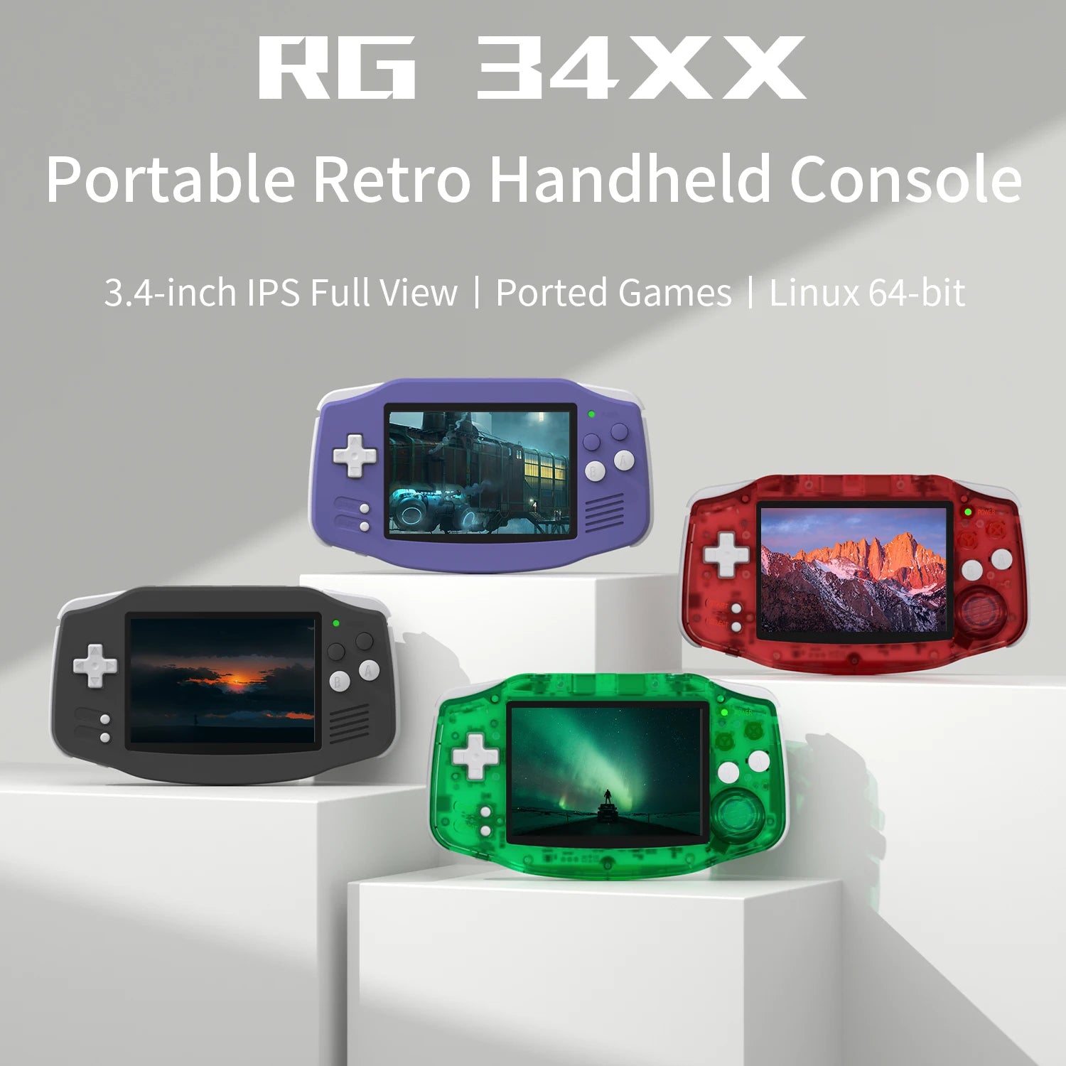 ANBERNIC RG34XX 64Bit Retro Handheld Game Player 3.4-inch IPS Screen HD-Support TV Portable Game Console 3500mAh streaming Gift - Shopifynow
