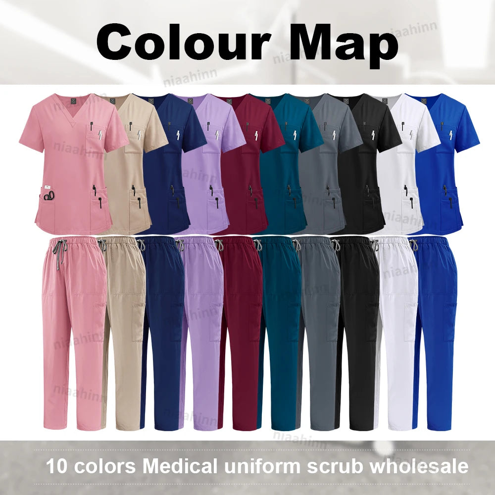 High Quality Medical Clothing for Women Uniform Nurse Lab Coat Unisex Wholesale Tops and Pants Suits Nursing Scrubs Uniforms Set - Shopifynow