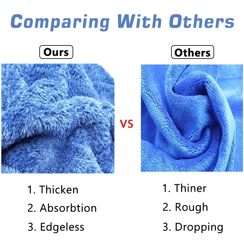 3/5/10pcs Car Wash Microfiber Towel Cleaning Drying Car Polishing Cloth Soft Edgeless Car Detailing Waxing Towel 40X40CM 350GSM Shopifynow