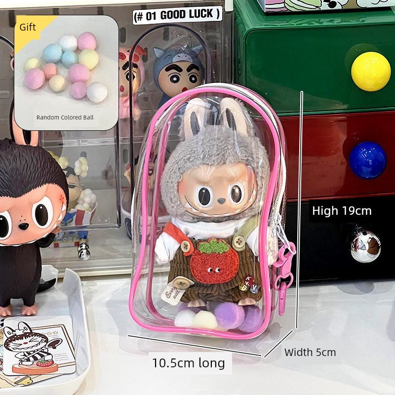 Labubu Doll Bag out Automobiles Curtain Cloth Transparent Cotton Doll Dustproof Moisture-Proof 10cm15 Pendant Cartoon Backpack Baby Doll Bag Shopifynow